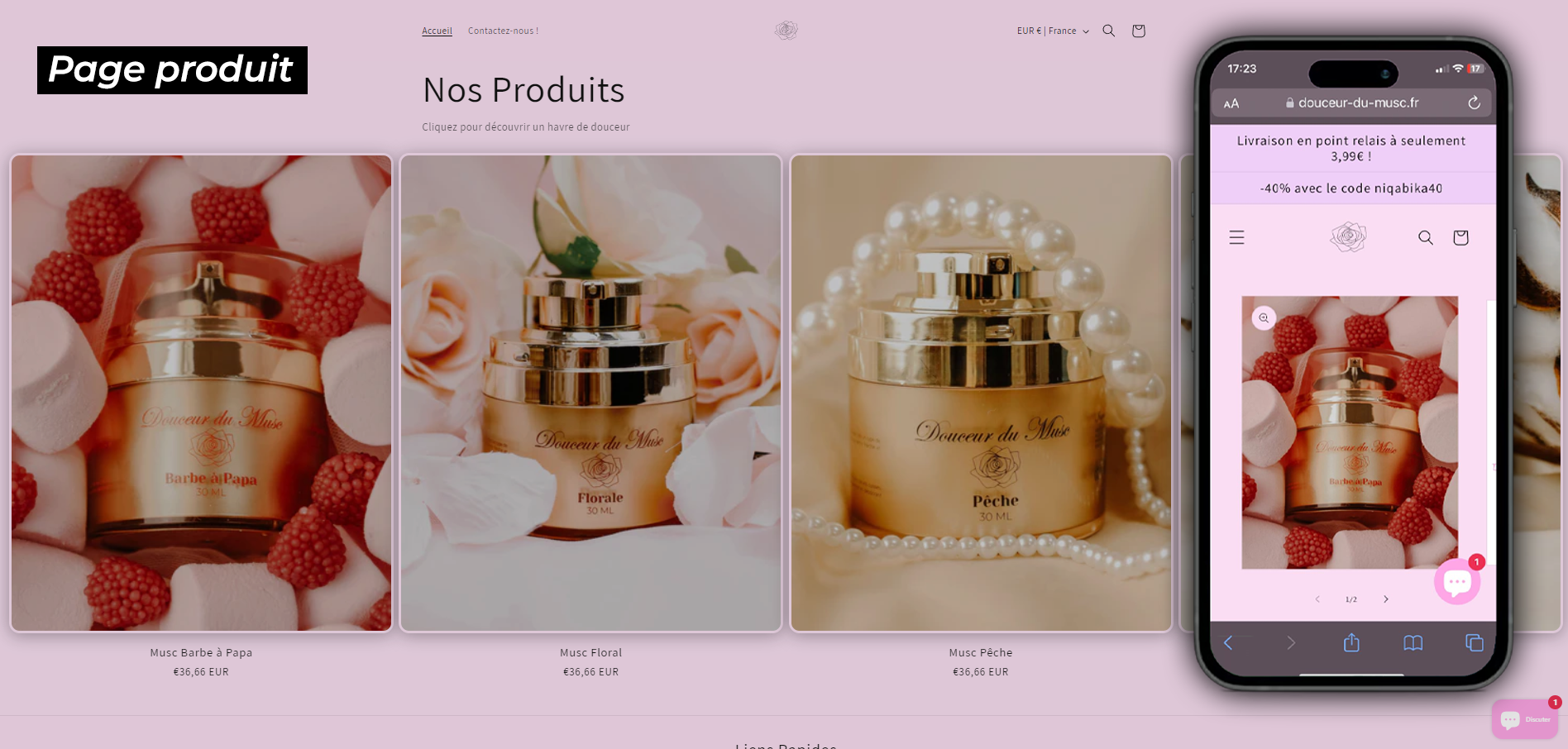 Page de produit Douceur du Musc