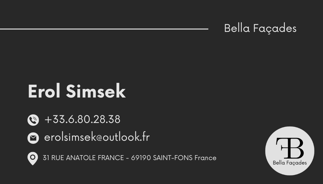 Carte de visite ZK Studio's Bella Façade design graphique verso